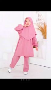 LUBNA KIDS  4 5 6  7 8 9 10 11 12 TAHUN SETELAN SET CELANA FREE HIJAB GAMIS ANAK TERBARU KEKINIAN TRENDY TERLARIS BUSANA MUSLIM NGAJI
