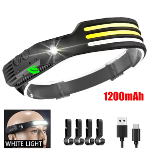 Đèn Pha LED COB Có Thể Sạc Lại Bằng USB Với Cảm Biến Cảm Ứng 5 Chế Độ Chiếu Sáng Đèn Pin Tích Hợp Cho Bộ Dụng Cụ Câu Cá Và Sửa Chữa