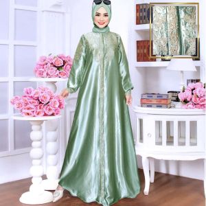 Gamis Bordir Satin Cristal // Gamis Lebaran Mewah // Gamis Pesta