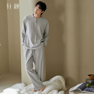 Waffle Cotton Long-sleeve Home Suit Four Seasons Henry Collar