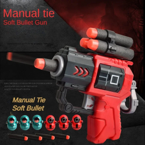 [Free shipping] childrens toys boy mini soft bullet gun toy set manual can fire sponge bullets EVA soft bullet gun indoor small pistol bullet sniper gun childrens long-range shooting toys