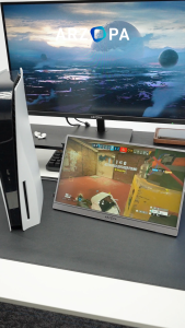 ARZOPA 16.1 180Hz Portable Monitor-Z3FC Grey 107% sRGB 2.5K Kickstand Portable Monitor with HDR Ultra Slim Eye Care External Second Screen สําหรับแล็ปท็อป PC PS5 Mac Xbox