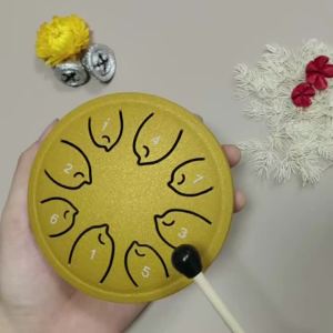 4.5 Inch Steel Tongue Drum  8 Notes Handpan Meditation Yoga Chakra Healing Rain Chime Sound for Camping  Music Education