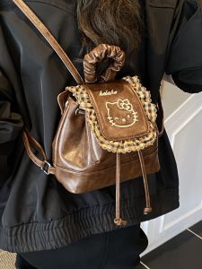 Retro Cute Hellokitty Womens Mini Fashion Commuter Backpack 2025 Autumn Winter New Style Soft PU Material Cartoon Pattern