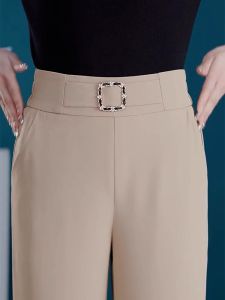 Ice Silk Wide Leg Pants Womens 2025 New Spring Summer Thin Straight High Waist Draped Chiffon Suit Pants Commute Style Korean Version