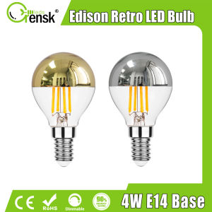 E14 Gương bóng đèn LED 4W Top Bạc crom Vương Miện Vàng đèn thủy tinh Bóng Đèn 220V có thể thay đổi độ sáng trắng ấm Trang Trí Nội Thất Edison Bulb Cho Đèn Chùm Hành Lang