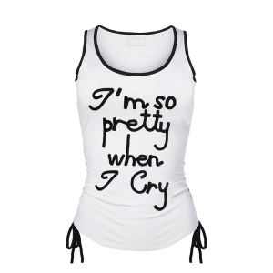 YUEZHONGWEI | American Style Spicy Girl Color Block Letter Strap Vest Women Summer Outdoor Wear Slim Fit Short Sleeveless Top