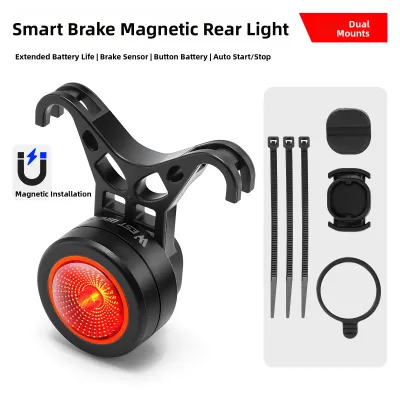 West Biking | Night Riding Light Magnetic Clip Ultra-Long Battery Life Smart Brake Sensing Bicycle Tail Light