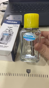 Bình Đựng Cồn Thủy Tinh HOZAN Nắp Bơm Inox – Chai Chiết Dung Môi Chống Tĩnh Điện