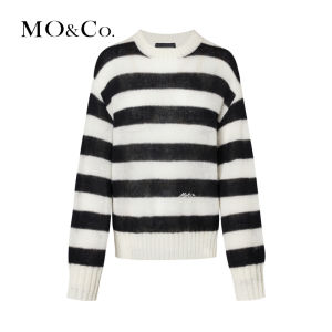 MO&Co. | Spring Autumn Red Mohair Striped Sweater