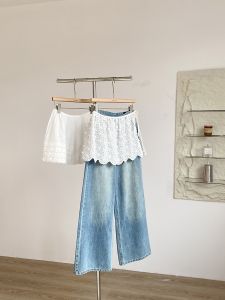 White Lace Hook Flower Womens Half Skirt Summer 2025 New French Style Short Covering Skirt High Waist Short Length Solid Color