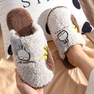 Mashimaro Cotton Slippers Womens Winter Indoor Home Cute Thick Sole Furry Heattech Home Cartoon Couple Slippers Men