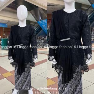Setelan Kebaya Anak Aurora Slendang Modern Bawahan Rok plisket Kebaya Pesta Kebaya Wisuda