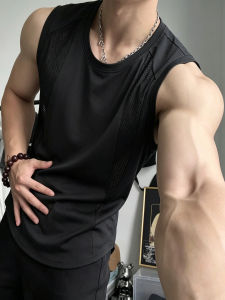 OUMULONG | Black Quick-Drying Breathable Cool Sensation Mens Vest