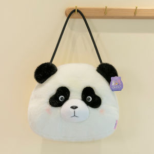 2025 New Cartoon Bearhead Plush Bag Versatile Single Shoulder Handbag Crossbody Bag Soft Polyester Lining Zipper Closure Casual