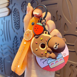 ของแท้ LINE FRIENDS จี้กุญแจรถตลกพร้อมการออกแบบหมีและกระต่ายสําหรับผู้หญิงตกแต่งภายในที่ละเอียดอ่อน