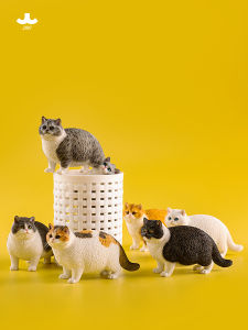 JXK Fatty Cat Model Realistic Orange Tabby Cat Doll Collectible Figurine Desktop Decoration Cute Animal Resin Craft Gift