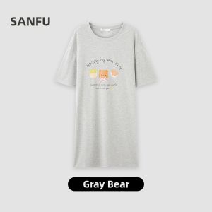 SANFU | Summer Women Cartoon Print Round Neck Night Dress