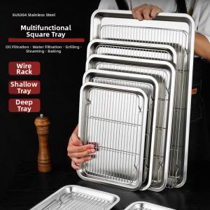 Heavy-duty 304 Stainless Steel Baking Tray Oil Drainage