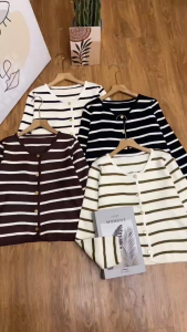 Cardigan Rajut Premium Motif Garis Lengan Panjang - Stretch Nyaman Elegan & Stylish