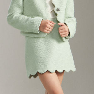 Ellekids Childrens Clothing French Mint Mambo Wavy Skirt Girl Fall and Winter Classic Style Bright Silk A- line Skirt