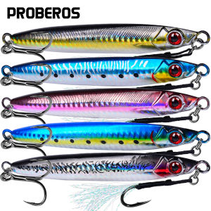 PROBEROS 5Pcs Metal Jig Lure 3D Eye Laser Popper Sea Fishing Jigs Artificial Hard Baits Swimbait Saltwater Fishing Lure Tackle