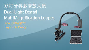 NICEDEN Dental Binocular Loupes 6X 3.5X 2.5X Magnification Easy Adjust Pupil Distance with Dual Battery Lab Oral 5W Headlight for Myopia Glasses Wearers App