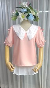 Elegant Women Chiffon Blouse with Embroidery and Tie Sleeves