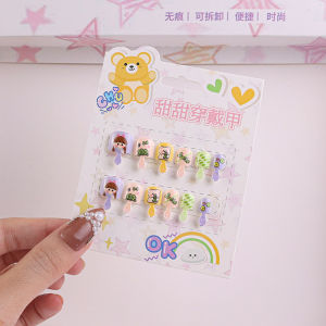 Christmas Themed Nail Art Stickers for Girls Student Wearable Fake Nails Snake Year Design Beauty Tools Short Nail Tips