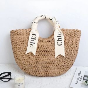 Túi Tote Hình Bán Nguyệt Bằng Rơm Dệt Thủ Công Dung Tích Lớn 2 Trong 1 Cầm Tay Đeo Chéo Dành Cho Nữ Thời Trang Đi Biển Đi Nghỉ