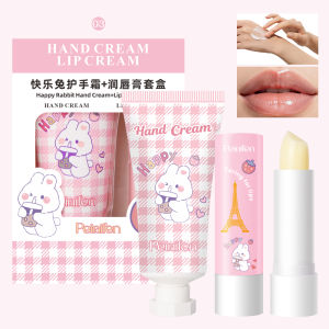 Hand cream lipstick set moisturizing and water locking protecting hands brightening lip color daily lip and hand care