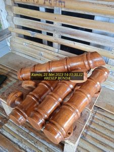 heandle pintu kayu jati motif bambu ukuran 30cm pegangan gagang pintu siap pakai