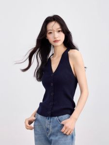 Áo Len Dệt Kim Cổ Chữ V Hở Vai Rộng Rãi Che Phủ Thịt Mùa Hè Phong Cách Mới Áo Len Cardigan Hở Vai Phong Cách Hàn Quốc