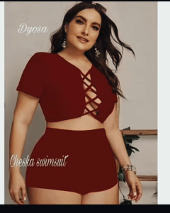 YSMRD OL SHOPE PLUS SIZE [CHESKA] TWO PIECE SWIMSUIT