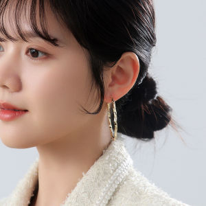 ต่างหูสีทองขนาดใหญ่ ทรงเข็มเงิน สำหรับผู้หญิง ดีไซน์เรียบง่าย สไตล์ไฮเอนด์ ที่สวมใส่ได้หลากหลาย ต่างหูรูปวงกลม รุ่น R644