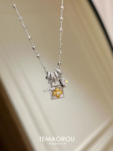 Detachable Solid Silver Four Leaf Flower Pendant Necklace Sparkling Diamond Run Ring Lockbone Chain Accessory High End Feeling