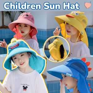 Children Sun Hat Breathable Summer UV Protection Sun Hat for Boys Girls Big Brim Adjustable Kids Sunbonnet with Whistle