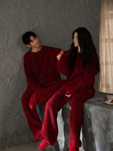 Winter Wedding Couples Pajama Set Red
