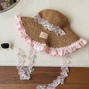 XUELINLU | Lace and Bow Embroidered Breathable Wide Brim Sun Protection Hat