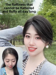 Defancy | Hand-Woven Full-Real-Hair Extension Piece Swiss Mesh Breathable Lightweight Design High Hairline Volumizing Hair Conceals Gray Hair Thin Spot