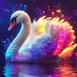 Huacan New Arrivals 2026 Diamond Painting Rainbow Gradient White Swan Diamond Mosaic Animal Complete Kit Wall Decor Gift