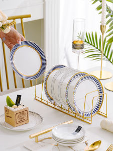 6-Inch Bone China Bone Set Ceramic Chinese Style Simple Pattern Dessert Plate Home Use Tea Party Accessories round Shape