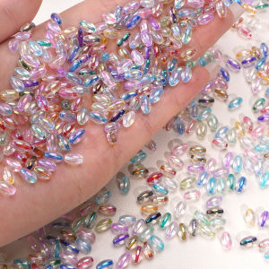 270pcs 4x7mm Oval Shape Glass Seed Beads Colorful Dye Core Loose Spacer Beads For DIY Bracelets Keychain Jewelry MakingMaterials