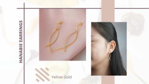 DAVINA Ladies Hanabi Earrings Gold Color Sterling Silver 925 - Anting Wanita Perak S925 Panjang