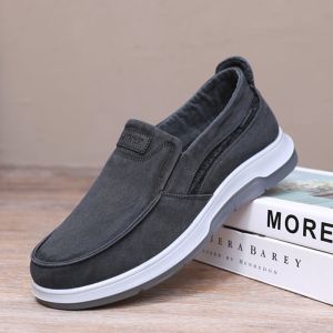 SHIPAILUO | Beijing Mens Canvas Shoes Breathable Casual Jeans Soft Bottom Anti-slip Summer Slip-On Round Toe Flat Heel Solid Color Footwear
