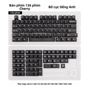Bộ 132 Phím Có Kết Cấu Sợi Carbon Kiểu Cherry Dành Cho Bàn Phím Cơ - Nắp Phím Trong Suốt Bố Cục Tiếng Nhật Hàn Nga