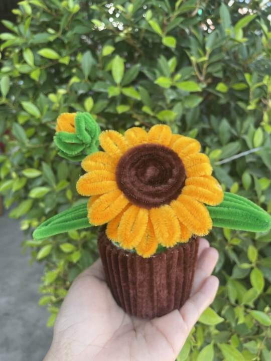 พร้อมส่ง‼️‼️กระถางดอกทานตะวันลวดกำมะหยี่ของแต่งห้อง🌻🪴 | Lazada.co.th