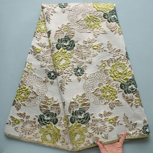 Luxury Golden Jacquard Satin Trim Fabric - African Flower Jacquard Satin Lace - High-end Wedding/Interior Decoration Material