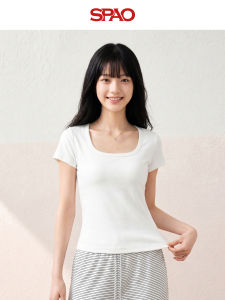 spao | Áo Thun Cổ Vuông Phù Hợp Người Gầy Kích Thước Nhỏ