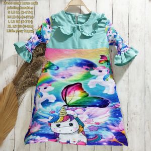 dress anak turun naik viral karekter frozen little ponny dress lebaran buat umur 2th-9th